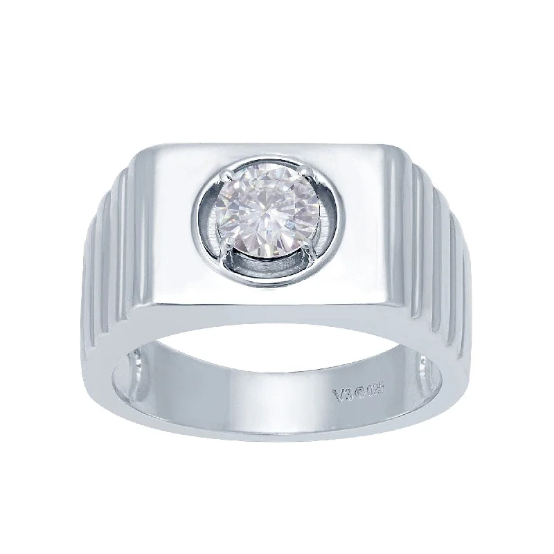 Sterling Silver with Natural Moissanite Solitaire Ring