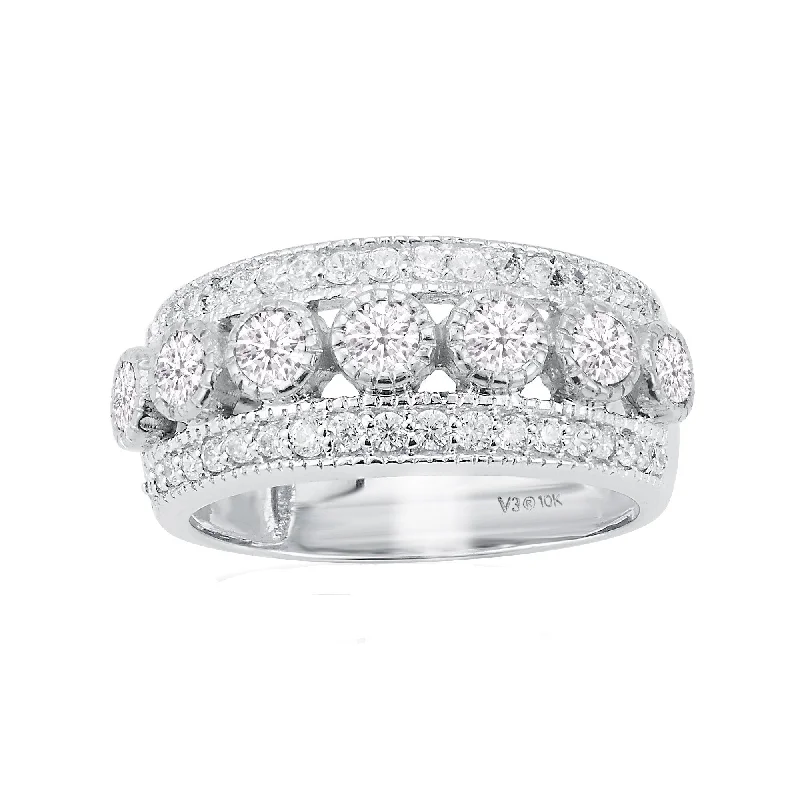 White Gold with 1.00 CTTW Natural White Diamond Band Ring