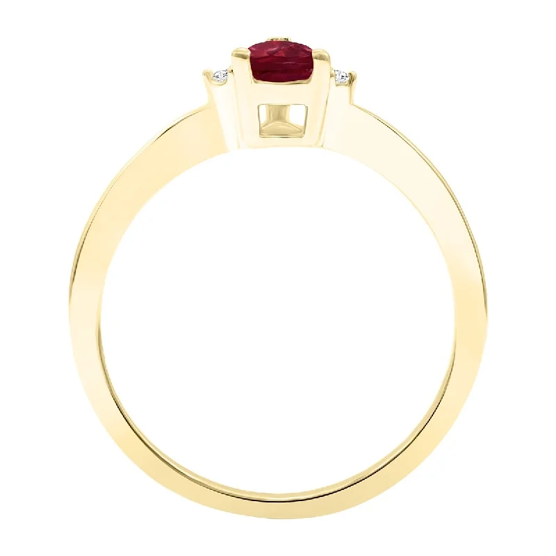 Women's Pear Shaped Ruby and Diamond Classic Band in 10K Yellow Gold