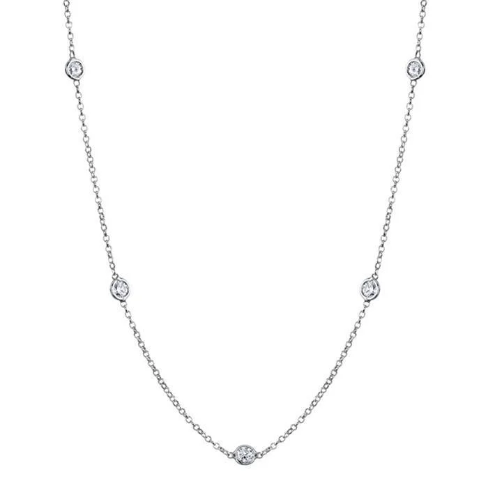 1.00 cttw Diamond Bezel Set Station Necklace