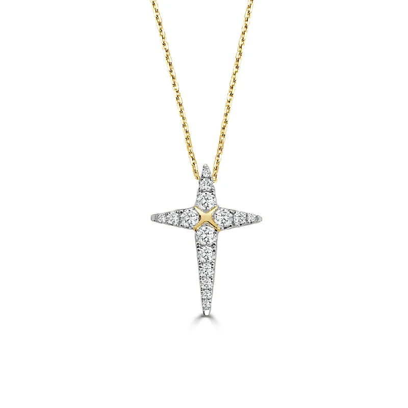 14k Diamond Cross Pendant Necklace