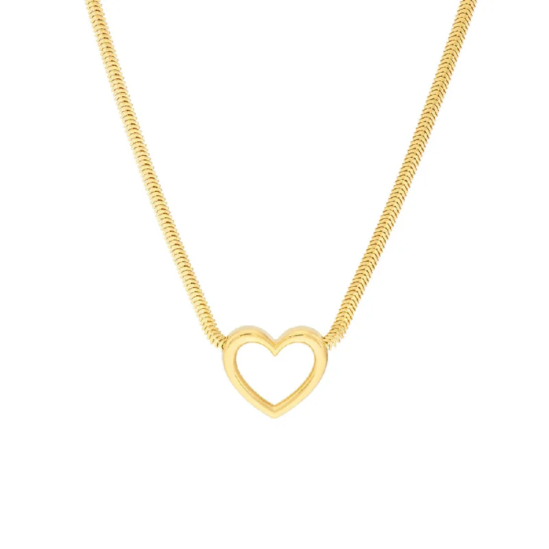 14k Gold Open Heart Pendant Necklace