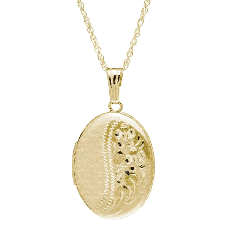 14k Gold Oval Locket Necklace