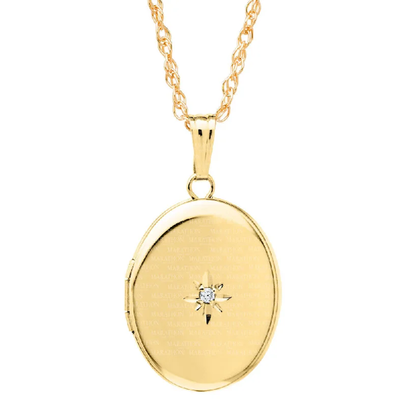 14k Gold Oval Locket with Diamond