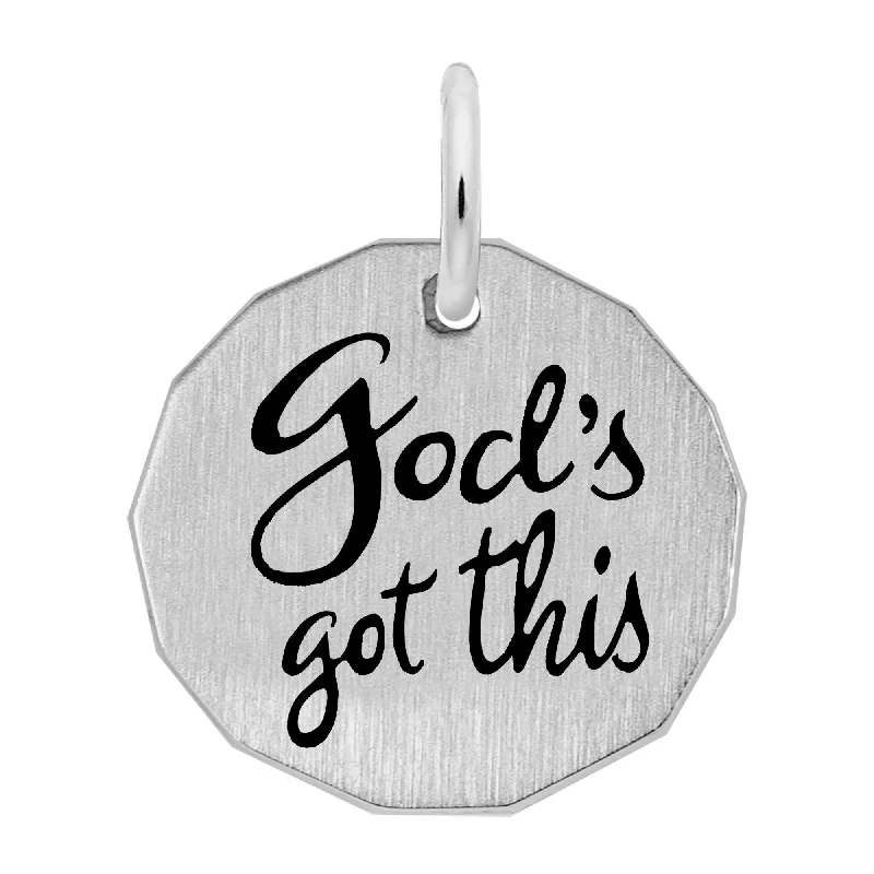 14K White Gold God's Got This Charm