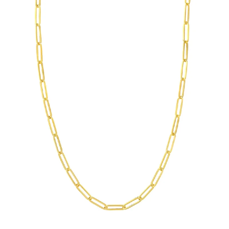 14k Yellow Gold Paper Clip Chain Necklace, 18"