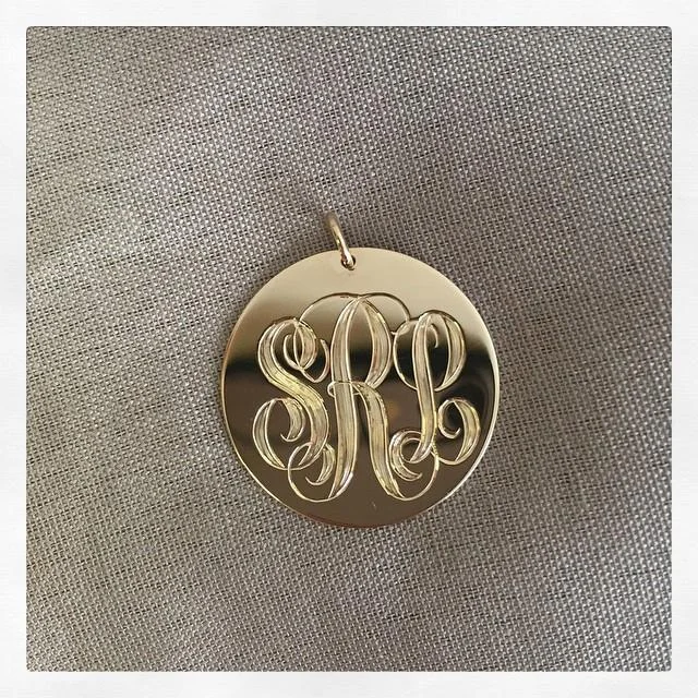 14kt Gold Disc Pendant Necklace 23mm