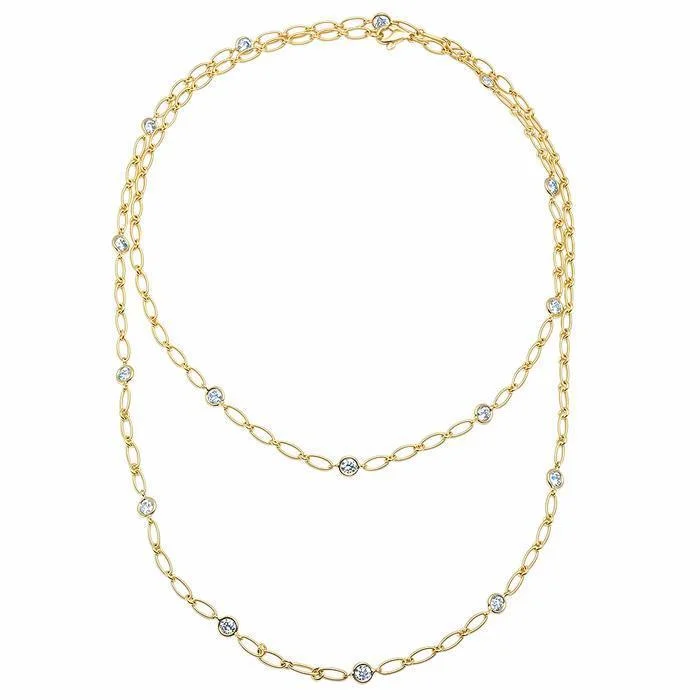 1.60cttw Diamond and Yellow Gold Handmade 36" Necklace