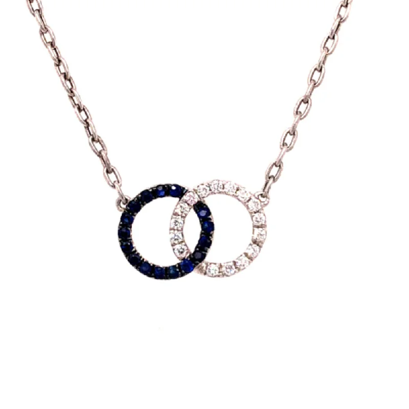 18k Sapphire & Diamond Interlocking Circles Pendant