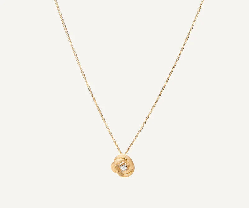 18K Yellow Gold Floral Pendant With Diamond Center