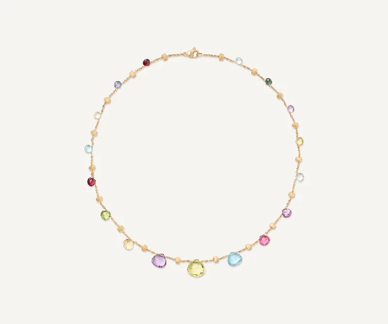 18K Yellow Gold Gemstone Graduated Necklace