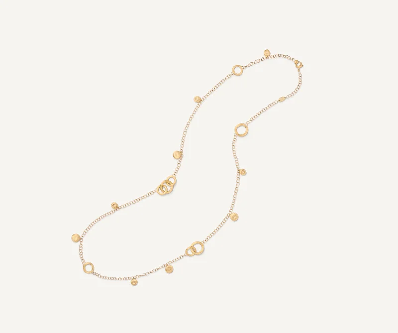 18K Yellow Gold Link & Charm Necklace, Long