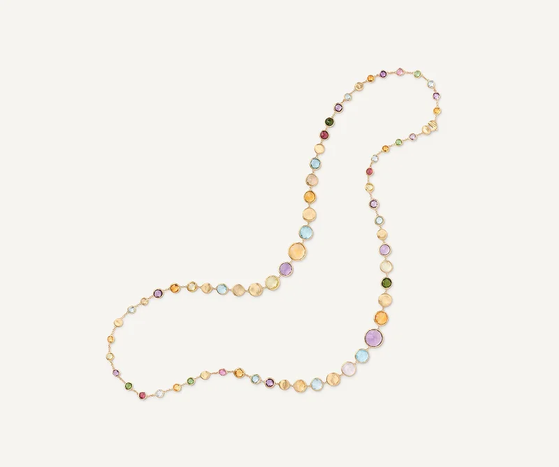 18K Yellow Gold Long Graduated Gemstone Necklace