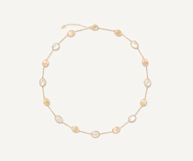 18K Yellow Gold Mother of Pearl & Gold Necklace