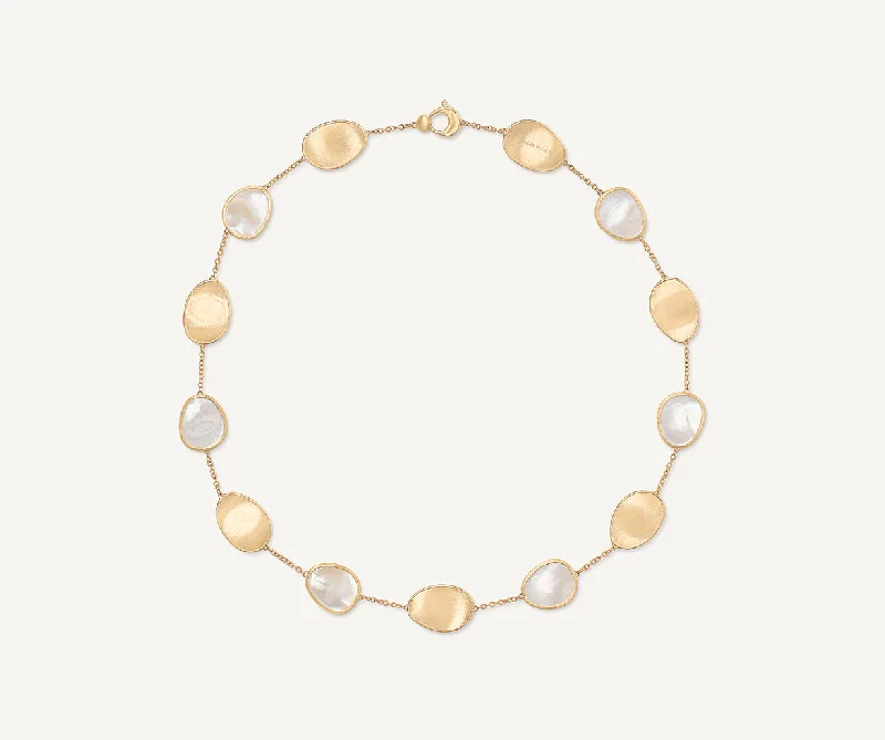 18K Yellow Gold Necklace with Mother of Pearl, Short