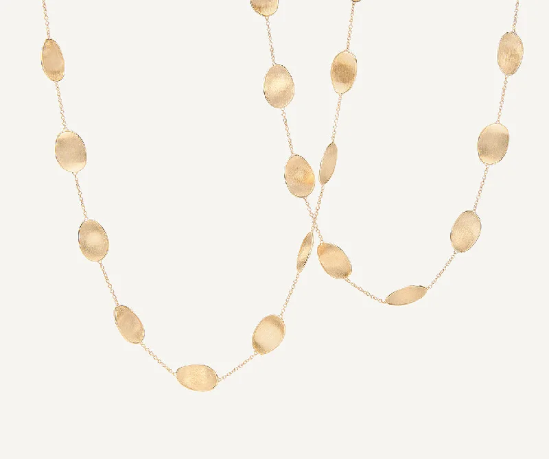 18K Yellow Gold Petal Necklace, Long