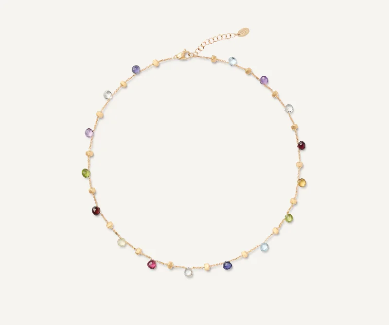 18K Yellow Gold Single-Strand Gemstone Necklace