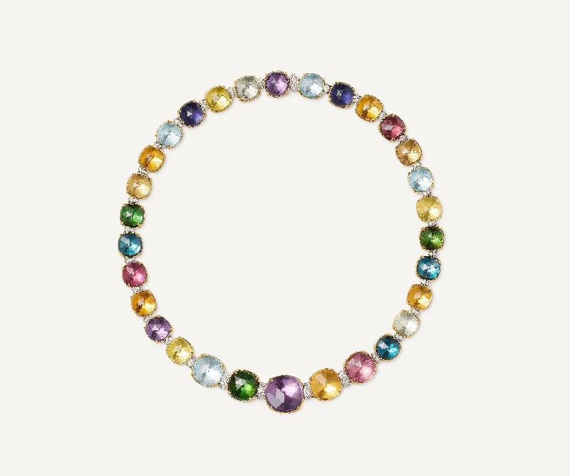 18K Yellow Gold Statement Gemstone Collar with Diamonds