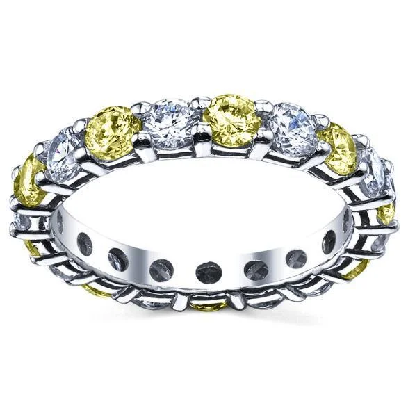 3.00cttw Diamonds Yellow Sapphire Eternity Wedding Band