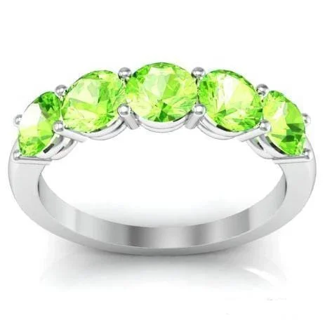 1.50cttw Shared Prong 5 Stone Peridot Band