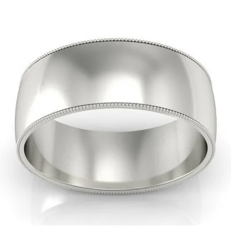 8mm Milgrain Wedding Band in 14k