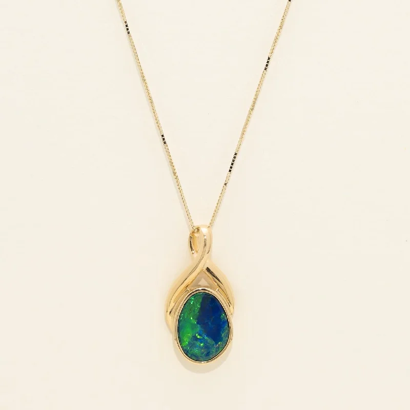 Parlé Australian Opal Doublet Necklace in 14kt Yellow Gold