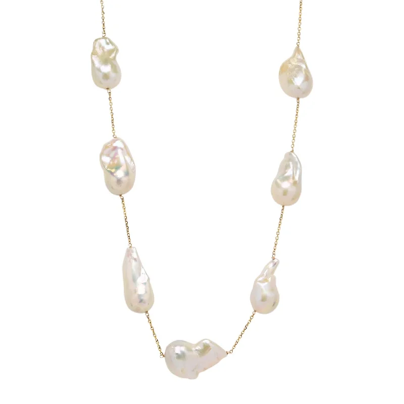 Baroque Cultured Freshwater Pearl Necklace in 14kt Yellow Gold (13-15mm pearls)