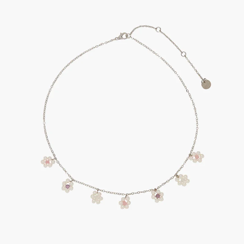 Bitty Pearl Flower Choker