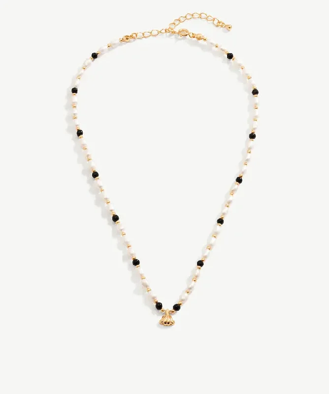 Black Agate Pearl Collar Chain