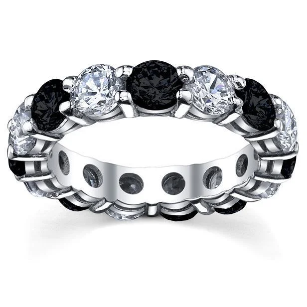 Black and White Diamonds Eternity Wedding Band