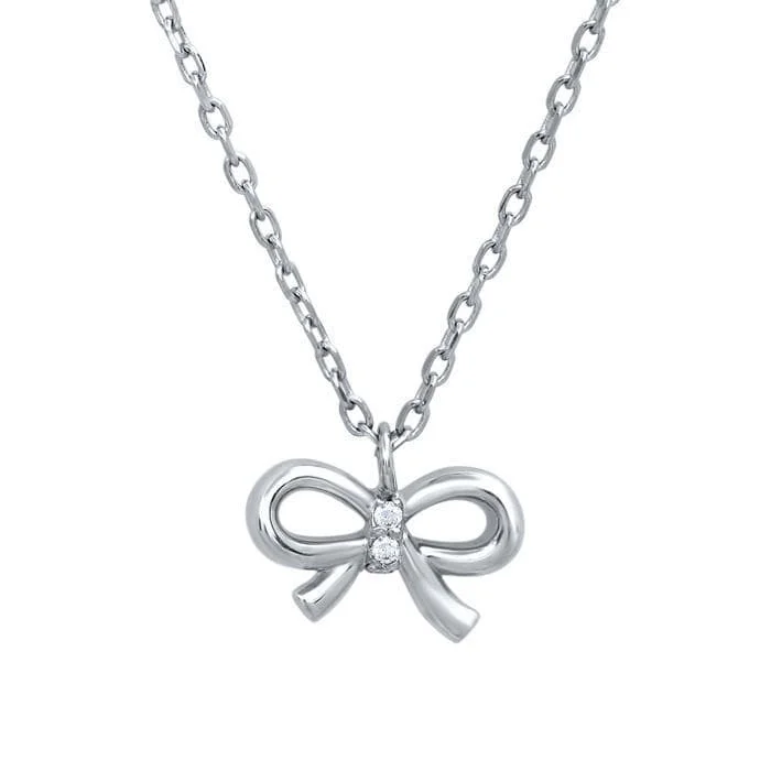 Bow Pendant with Pave Diamond Knot