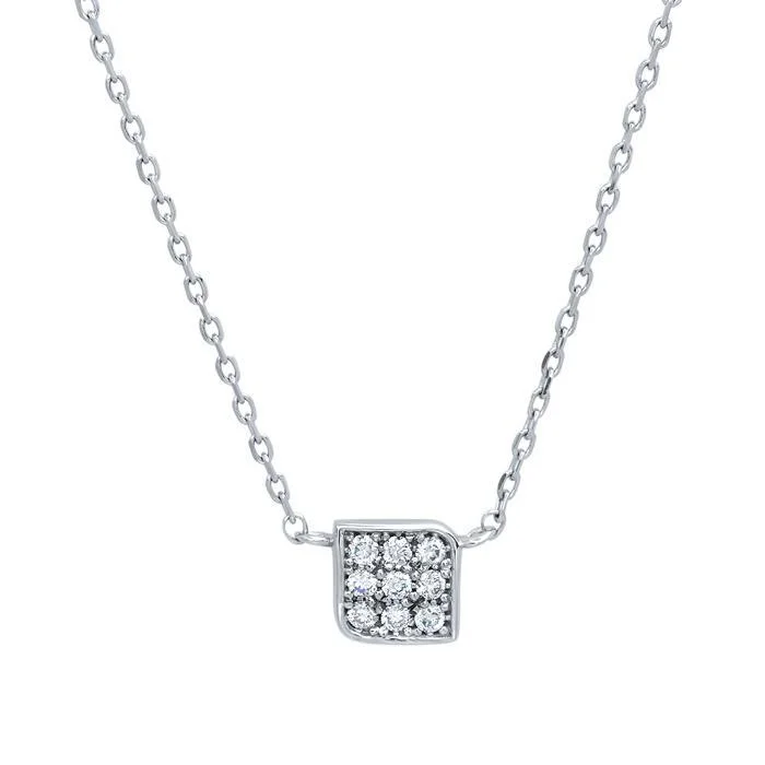 Box Pendant with Pave Diamonds