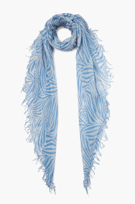 Cashmere and Silk Scarf Baby Blue Zebra