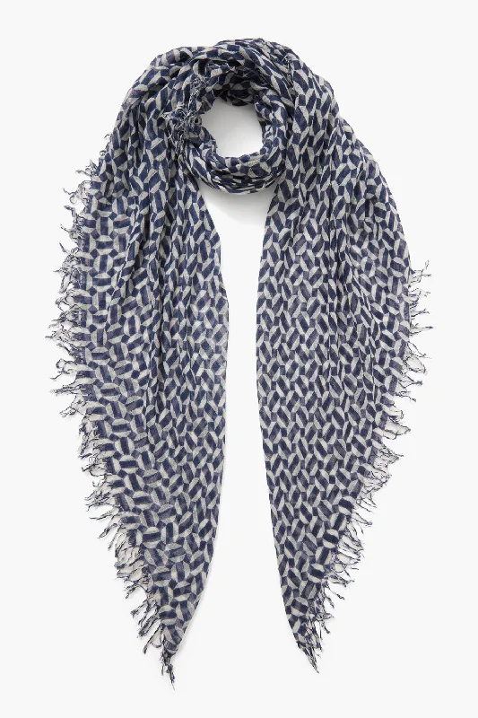 Cashmere and Silk Scarf Estate Blue Tile