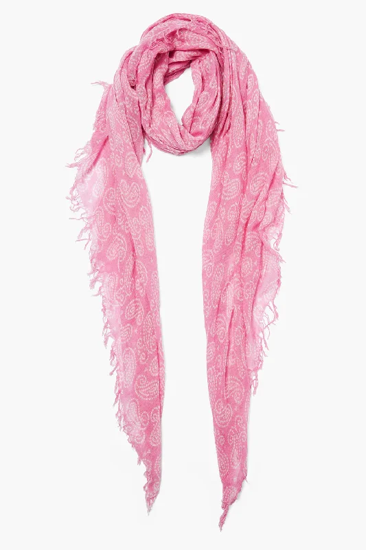 Cashmere and Silk Scarf Fuchsia Dotted Paisley