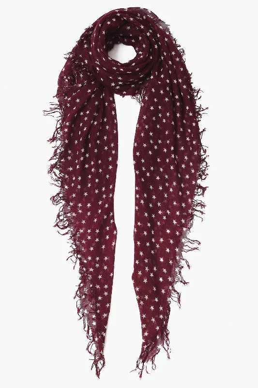 Cashmere and Silk Scarf Tawny Port Star