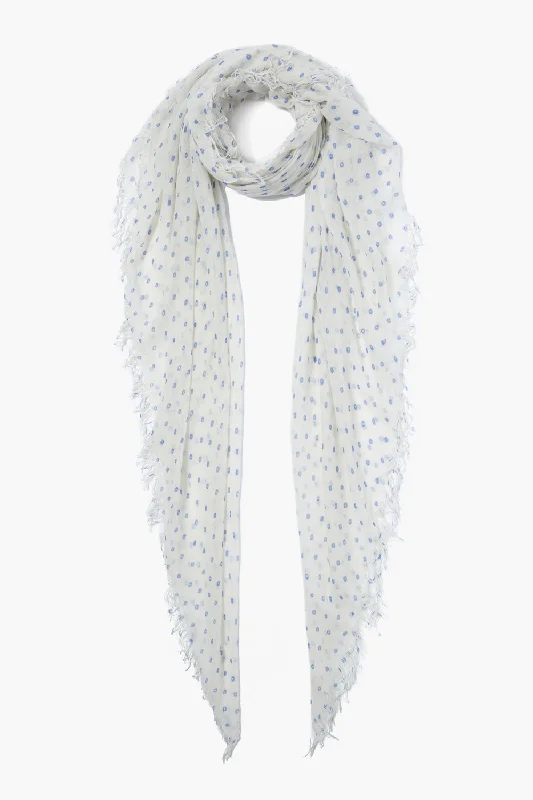 Cashmere and Silk Scarf Wedgewood Dot