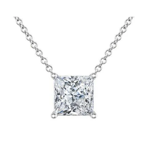 Certified Princess Cut Diamond Solitaire Pendant