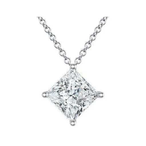 GIA Certified Princess Diamond Pendant in Kite Setting