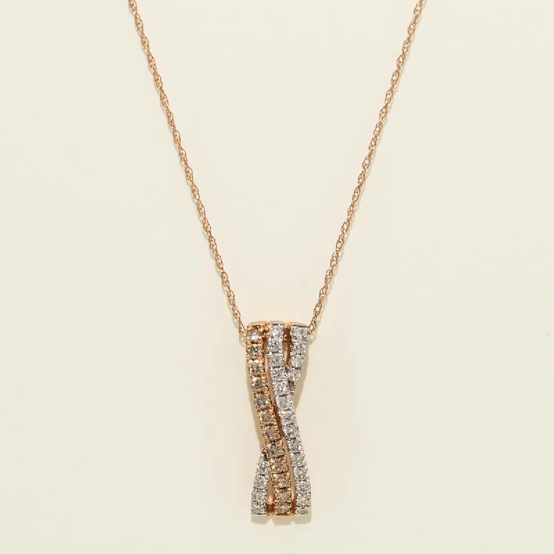 Champagne and White Diamond Necklace in 14kt Rose Gold (1/2ct tw)