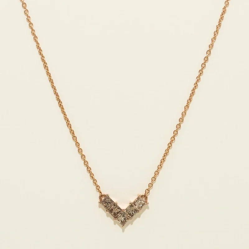 Champagne Diamond V Necklace in 14kt Rose Gold (1/2ct tw)