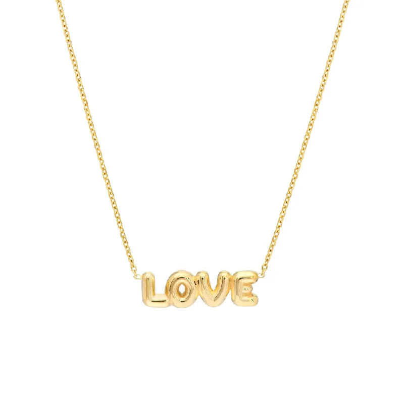 14Y Puffed 'Love' Pendant on 18" Adj. Chain