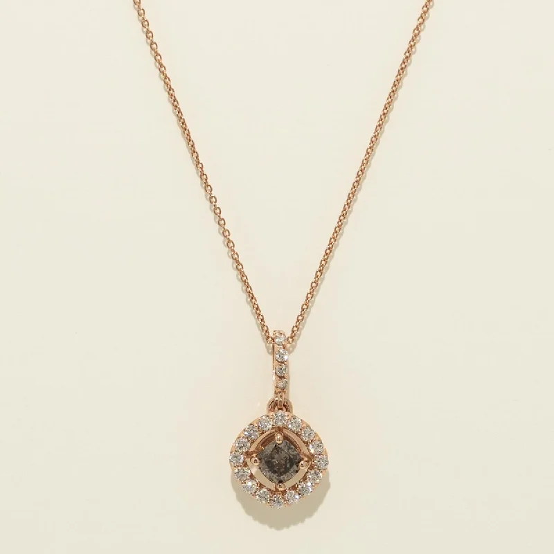 Cushion Champagne Diamond Necklace in 14kt Rose Gold (3/4ct tw)