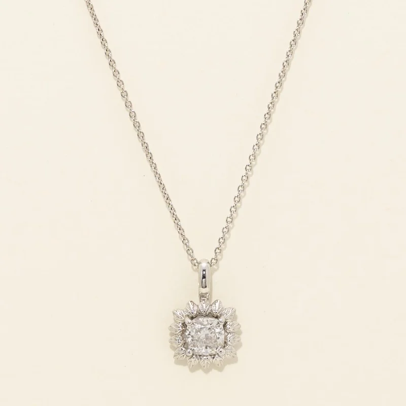 Cushion Cut Champagne Diamond Necklace in 14kt White Gold (1/2ct tw)