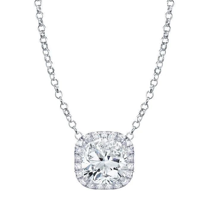 Cushion Diamond Halo Pendant