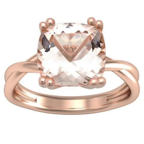 Cushion Morganite Solitaire with Twisted Rose Gold Band