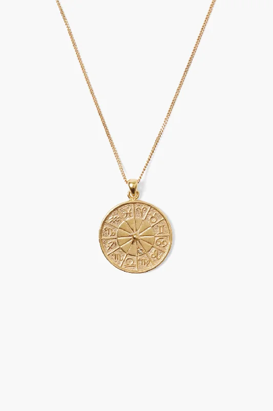 Custom Diamond Zodiac Coin Necklace Yellow Gold