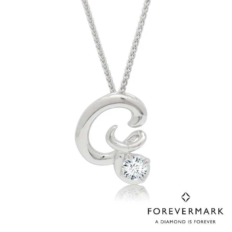 De Beers Forevermark G Initial Diamond Necklace in 18kt White Gold (1/10ct)