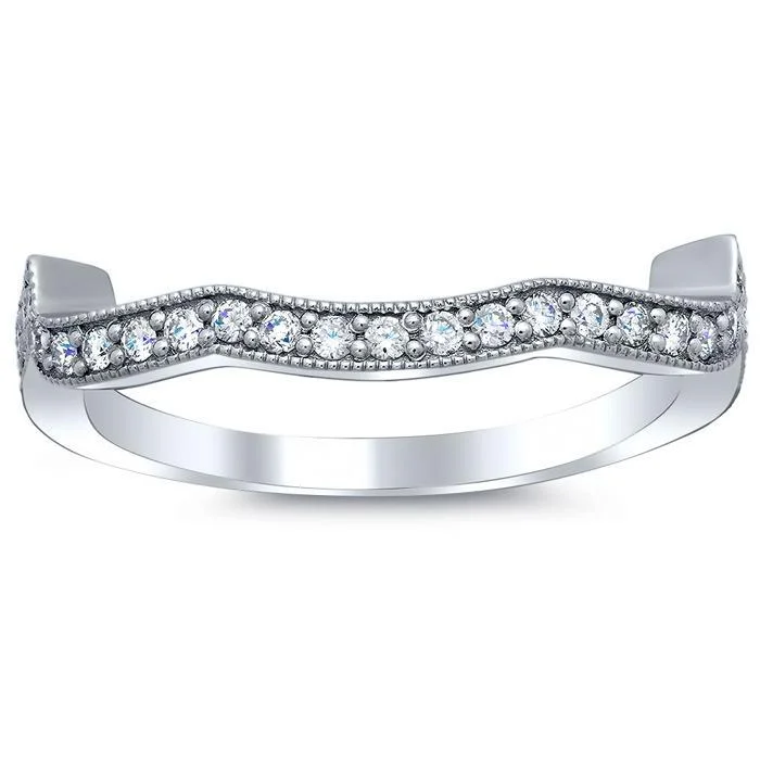 Diamond Accented Milgrained Matching Wedding Band