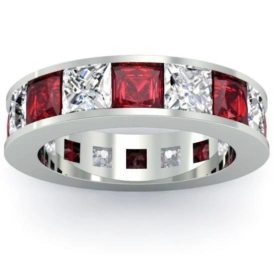 Diamond and Garnet Gemstone Eternity Band